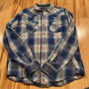 Moonshine Spirit Blue Plaid Shirt—Boy’s XL